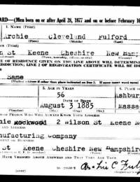 WWII Draft Registration Card - Keene, NH